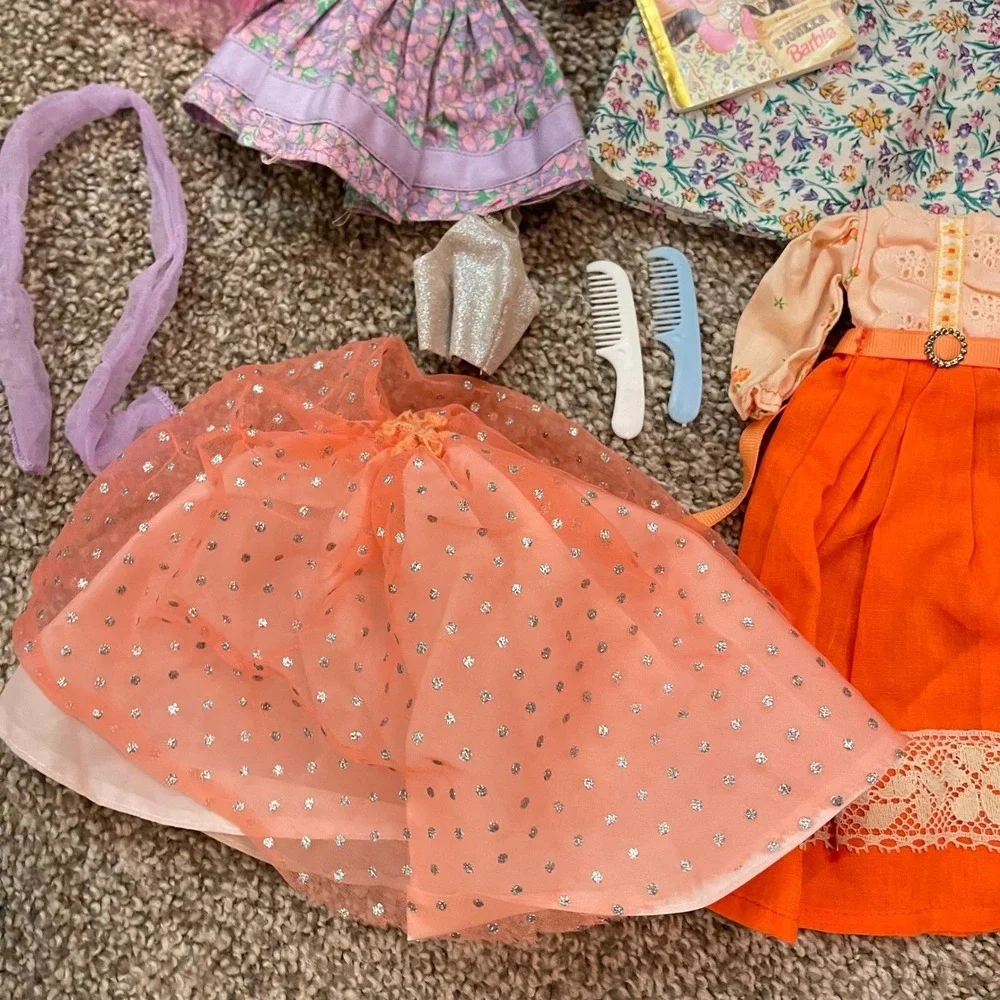 Vtg 50+ Lot Barbie Doll Clothes Gown 80s 90s Dresses Tops Skirt Sets accessories